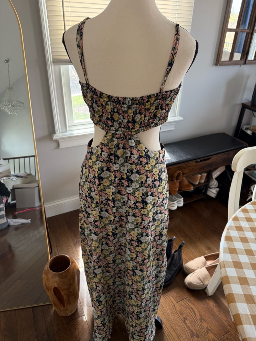Lulu's Black Floral Cutout Midi Dress with Pastel Blooms - Picture 10 of 14